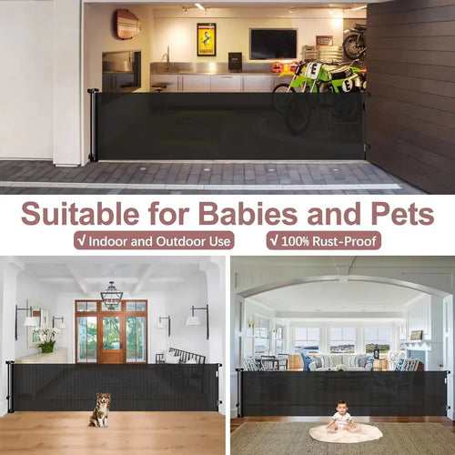120in Baby Safety Gate Retractable Baby Gate Punch-free Dog Cat Stair Fence Childproof Net - Safety Gate - view 2