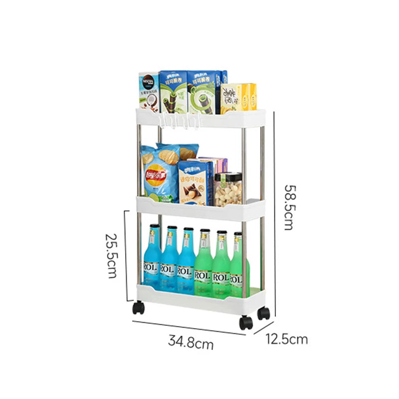 3-layer Ultra-thin Rolling Storage Cart Multi-function Storage Rack With Sliding - Storage Shelf - view 6