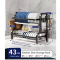 Dish Drying Rack 2-Tier Compact Kitchen Dish Rack Drainboard Set Large Rust-Proof Dish - Dish Drying Rack