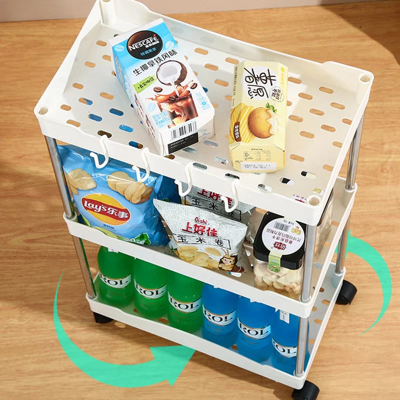 3-layer Ultra-thin Rolling Storage Cart Multi-function Storage Rack With Sliding - Storage Shelf - view 3