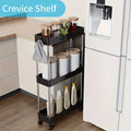 3-layer Ultra-thin Rolling Storage Cart Multi-function Storage Rack With Sliding - Storage Shelf