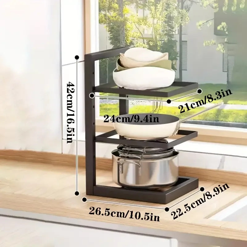 1pc Height Adjustable 3/4 Layer Pot Rack Storage Rack Stainless Steel Under Sink Household - Storage Shelf - view 7