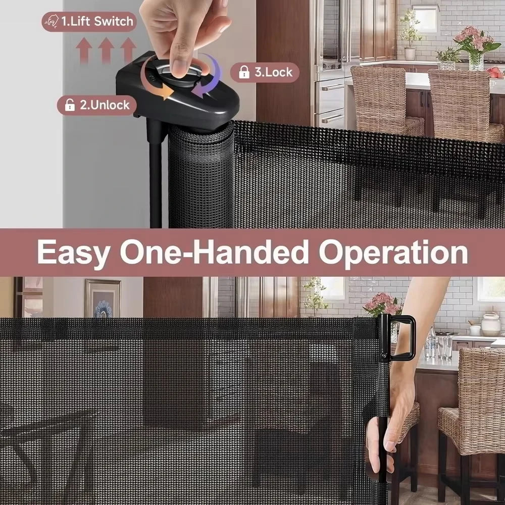 120in Baby Safety Gate Retractable Baby Gate Punch-free Dog Cat Stair Fence Childproof Net - Safety Gate - view 5