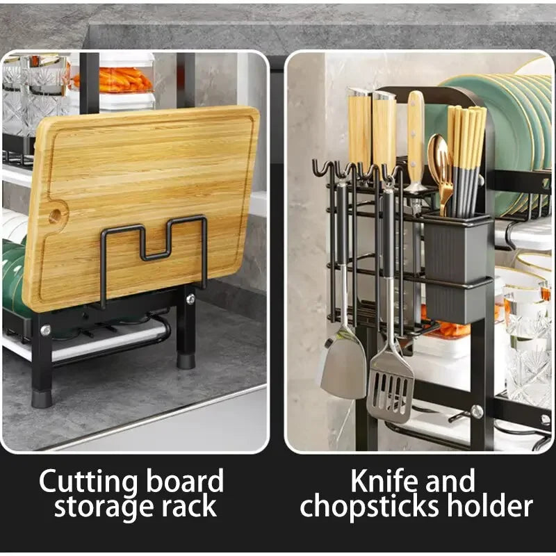 Dish Drying Rack 2-Tier Compact Kitchen Dish Rack Drainboard Set Large Rust-Proof Dish - Dish Drying Rack - view 2