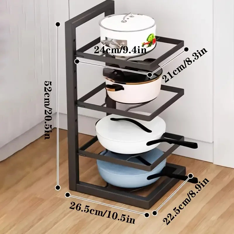 1pc Height Adjustable 3/4 Layer Pot Rack Storage Rack Stainless Steel Under Sink Household - Storage Shelf - view 8