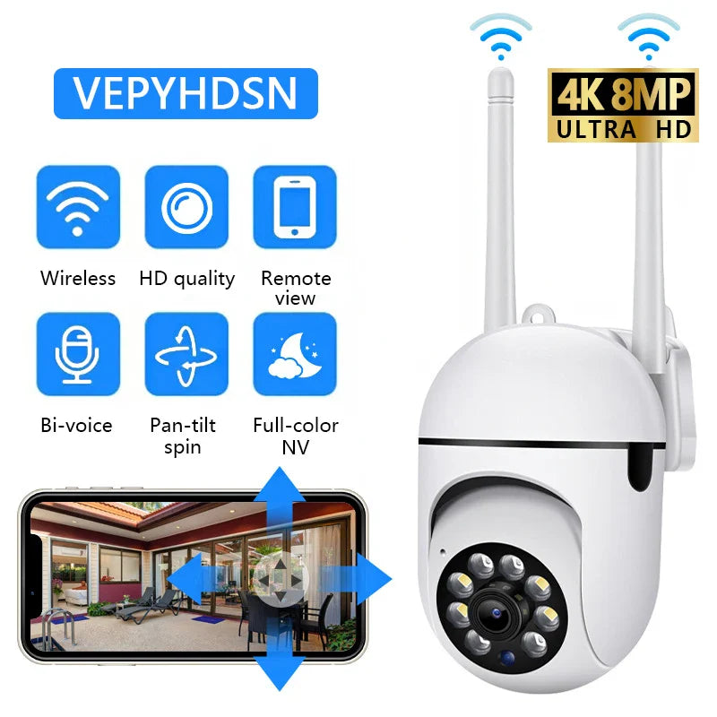 8MP Wifi IP Wireless Security Surveillance PTZ Camera 4X Zoom Cameras Tracking Two-way - Security Camera - view 3