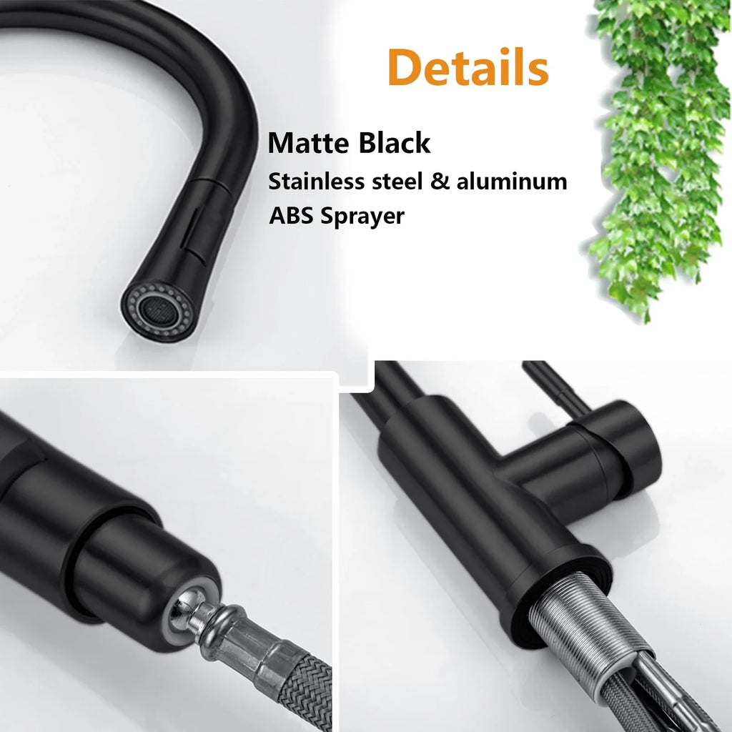 DQOK Kitchen Faucet Pull Out Brushed Nickle Sensor Stainless Steel Black Smart - Kitchen Faucet - view 7