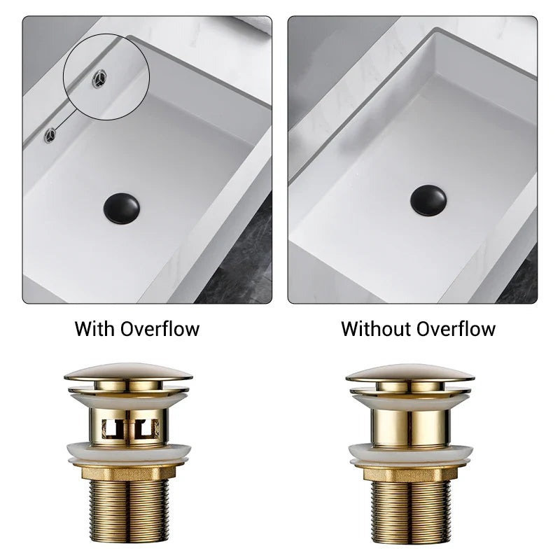 Pop up Drain Button Bathroom Sink Plug Black Gold Rose Siphon Waste Stopper Wash - Home Improvement - view 2