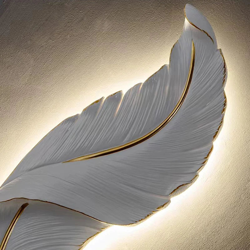 Nordic feather wall lamp, living room, bedroom, headboard, foyer, creative feather - Wall Light - view 6