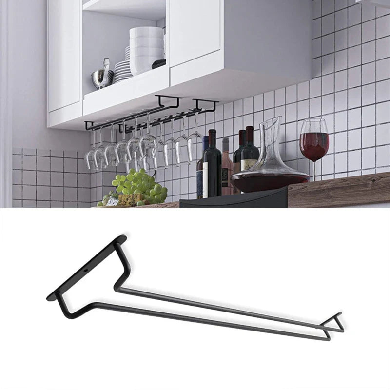 Large Stemware Wine Glass Hanger Rack Under Cabinet Kitchen Bar Storage Black 87HA - Cabinet Organizer - view 4
