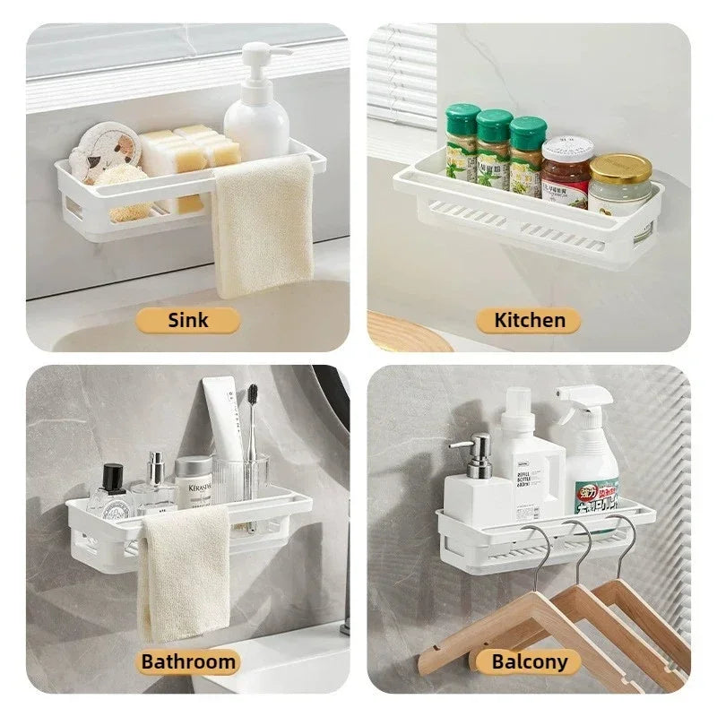 Kitchen Sink Sponge Rack Wall Mounted Home Sink Rack Sponge Towel Drainage Basket Kitchen - Cabinet Organizer - view 4