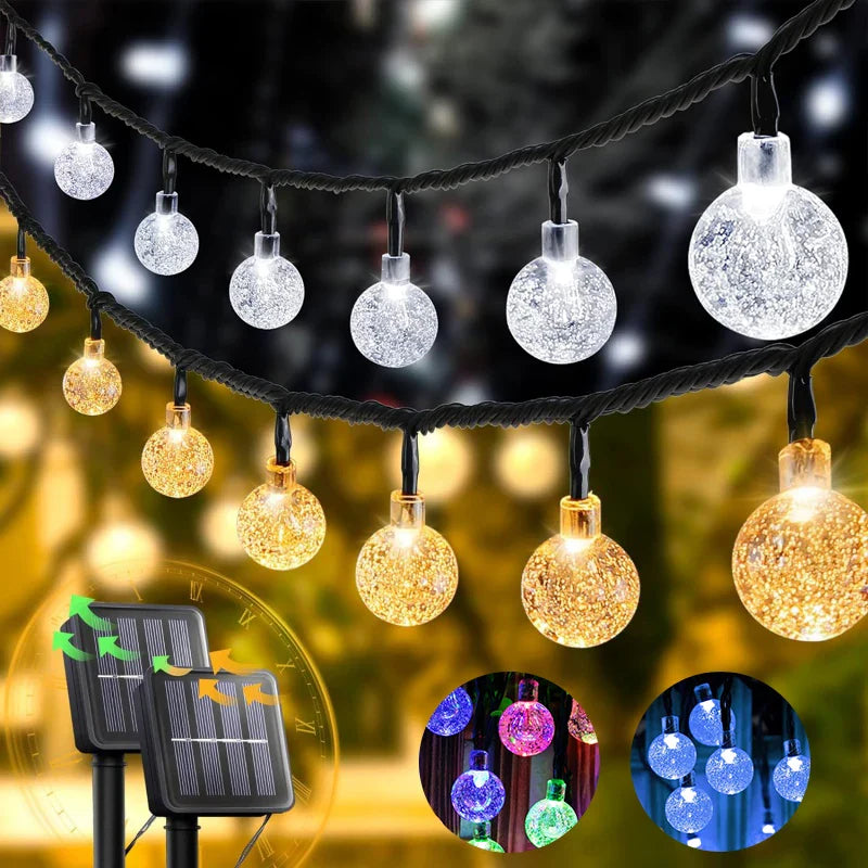 4 Colors Options Solar Globe String Lights Outdoor Waterproof Fairy Lights with 8 Modes - Solar Light