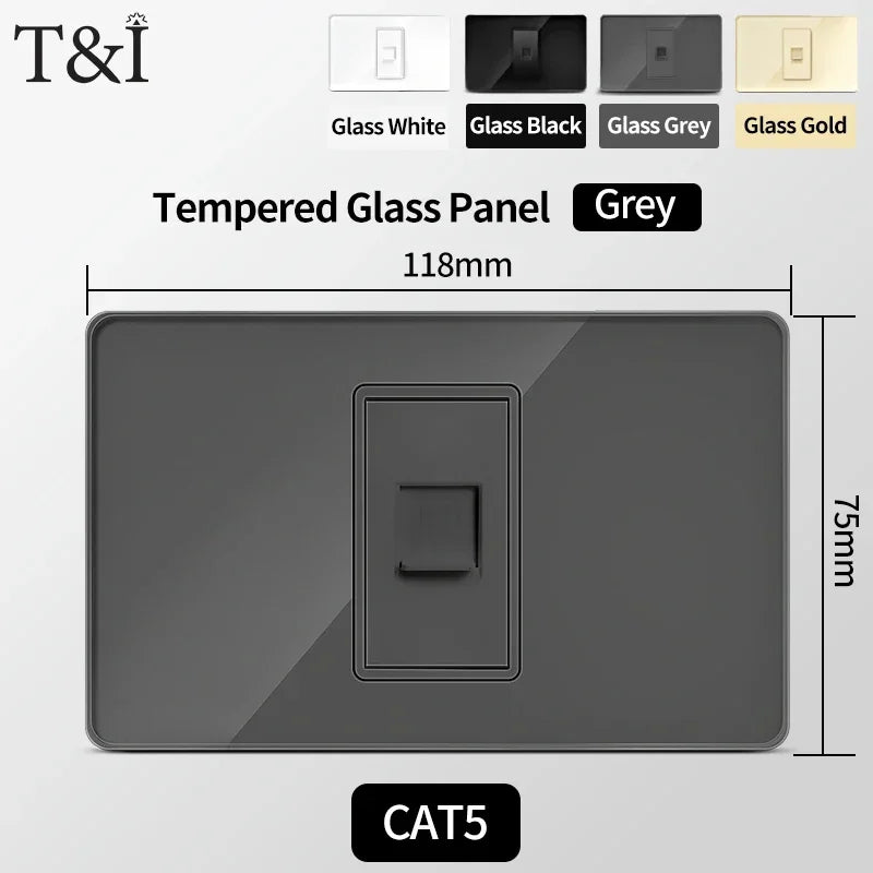 118 Series 118*75mm Tempered Glass US Thai Wall Socket Dual USB Type-C Ports Light - Home Improvement - view 7