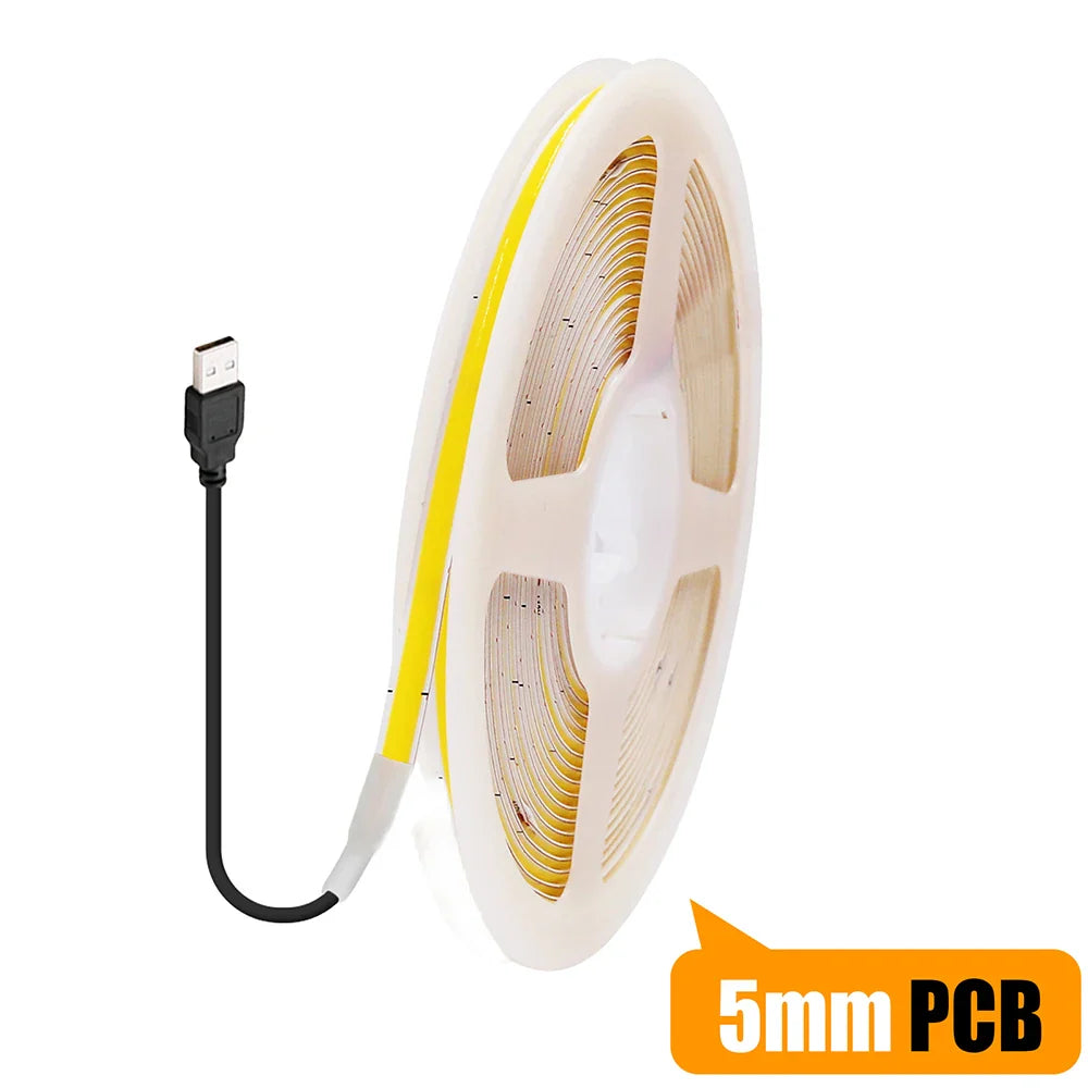 5V USB 3mm 5mm COB LED Strip Light 8MM PCB White Red Green Pink - LED Strip Light - view 8