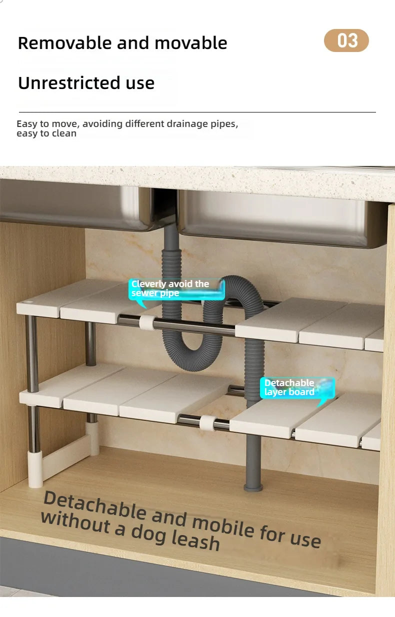Multi Functional Stretchable Kitchen Storage Organizer Holder Rack for Space Saving - Cabinet Organizer - view 3