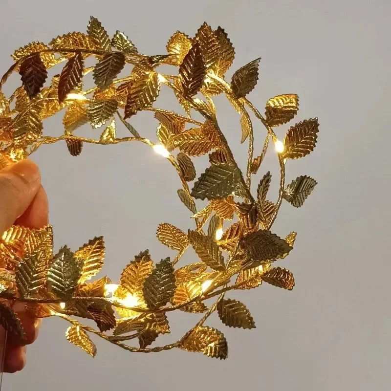 5M 10M LED Lights String Silver Golden Tiny Leaves Fairy Garland Light Lamp Christmas - Lighting - view 4