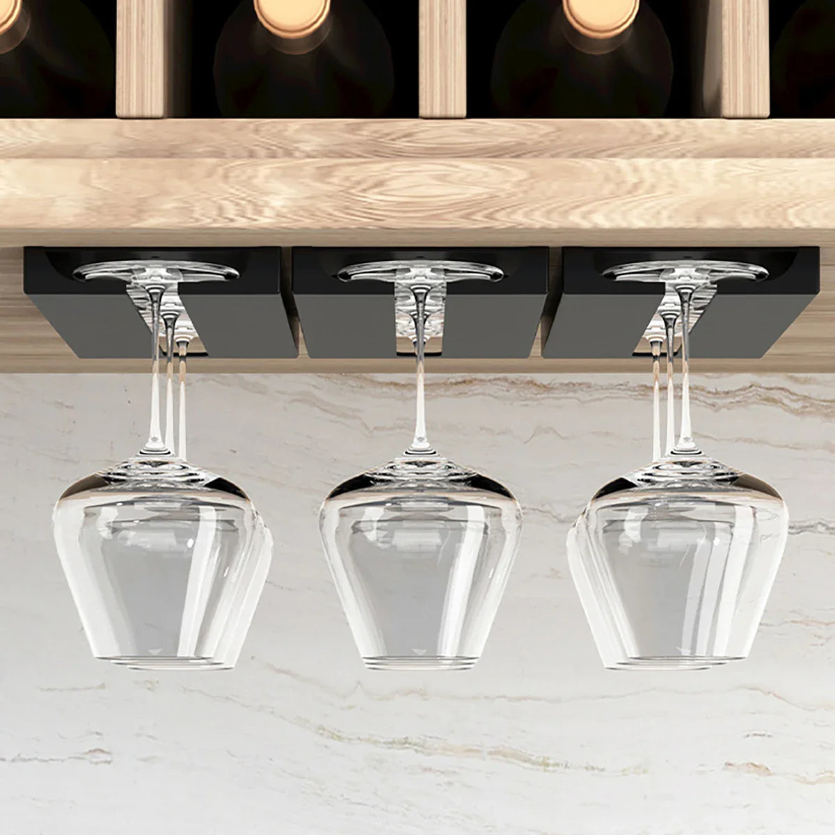 Under Cabinet Upside Down Wine Glass Holder - For Wine Glasses/Champagne Glasses - Cabinet Organizer - view 3