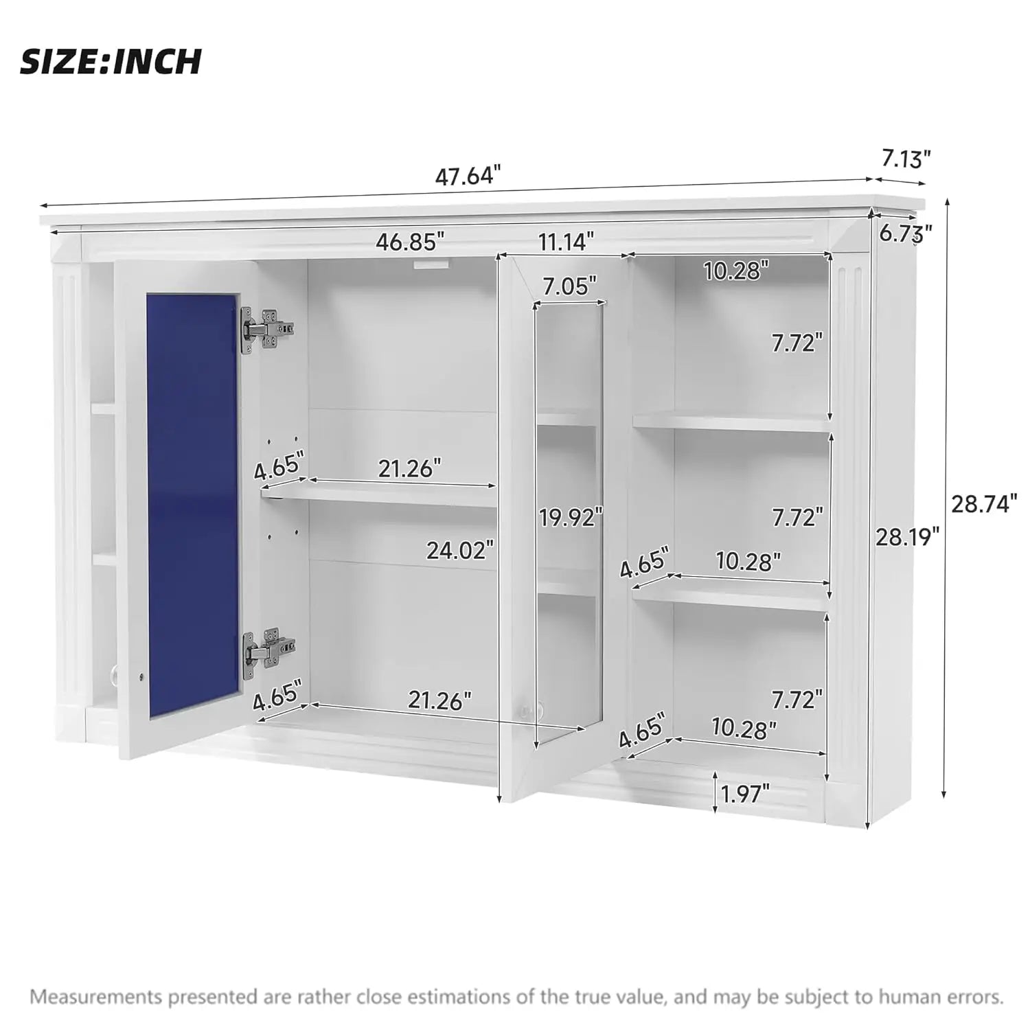 48in Wall Mounted Medicine Cabinet with Mirror Adjustable Shelf Open Shelves Over - Cabinet Organizer - view 2