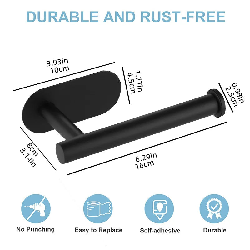 Adhesive Toilet Paper Holder Stainless Steel Tissue Hanger Waterproof Toilet Paper - Organizer - view 2