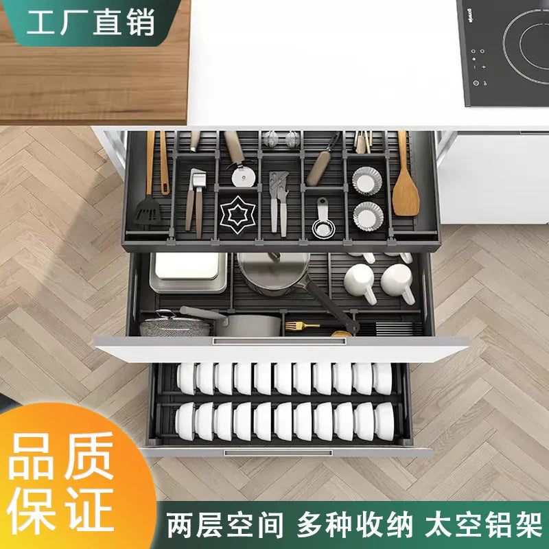 Pull-out basket kitchen cabinet double drawer type drawer type bowl basket dish - Cabinet Organizer - view 6
