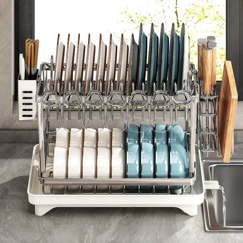 304 stainless steel kitchen storage rack, bowl and plate storage box, draining rack - Storage Shelf - view 2