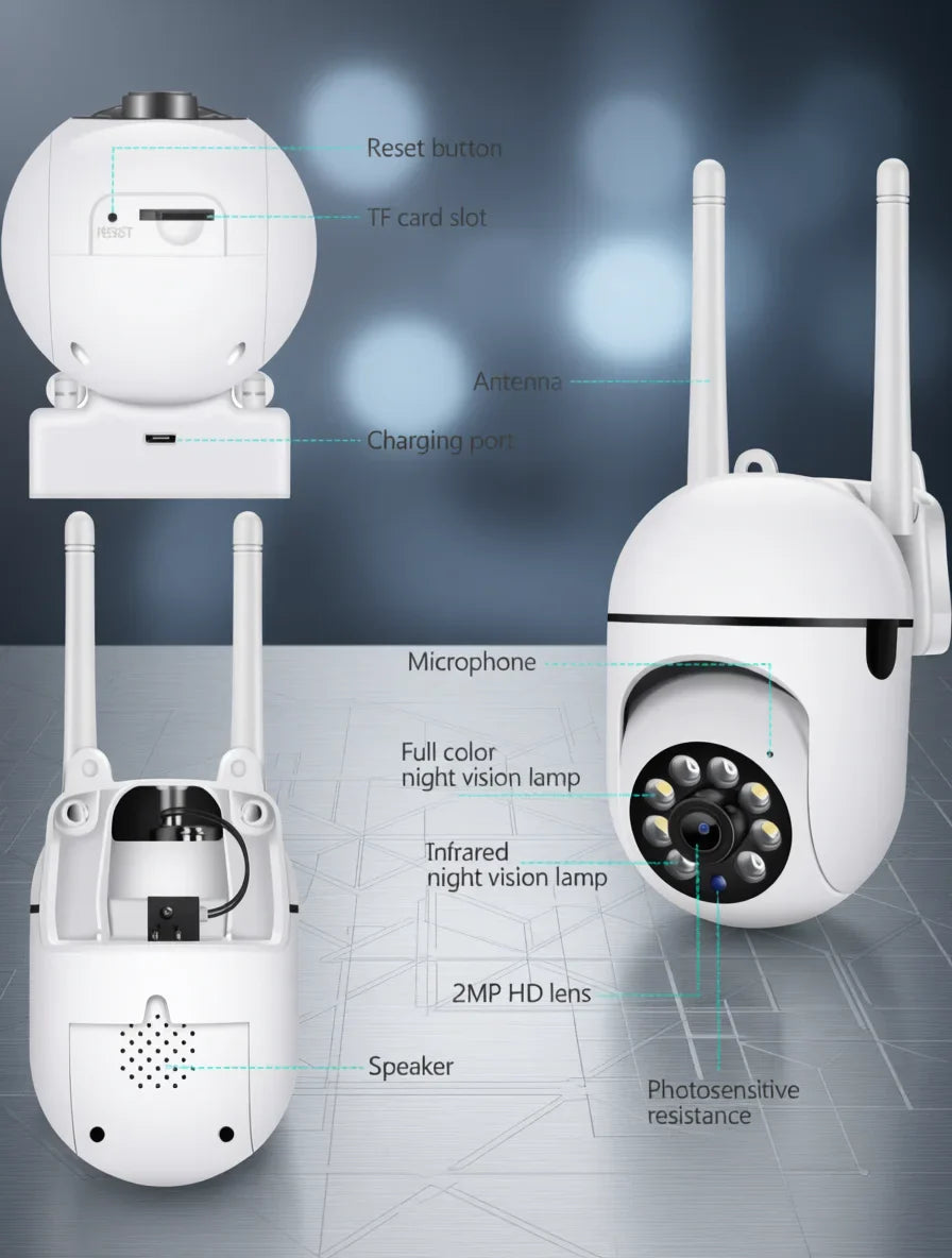 8MP Wifi IP Wireless Security Surveillance PTZ Camera 4X Zoom Cameras Tracking Two-way - Security Camera