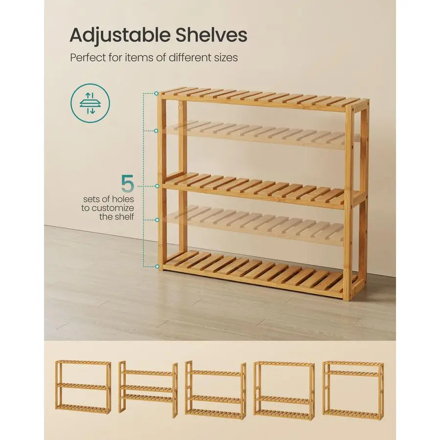 Bamboo Bathroom Shelf, 3Tier Adjustable Plants Rack, WallMounted or Stand, in the - Storage Shelf - view 5