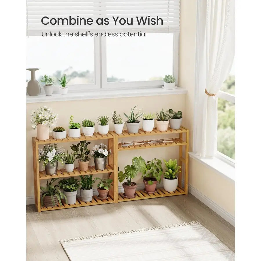 Bamboo Bathroom Shelf, 3Tier Adjustable Plants Rack, WallMounted or Stand, in the - Storage Shelf - view 4