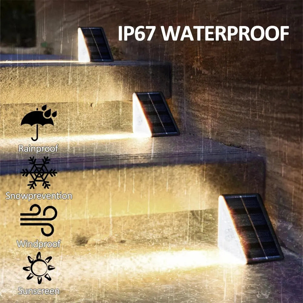 Outdoor Solar Step Lights Warm White RGB Triangle IP67 Waterproof Auto on Decoration Deck - Solar Light - view 4