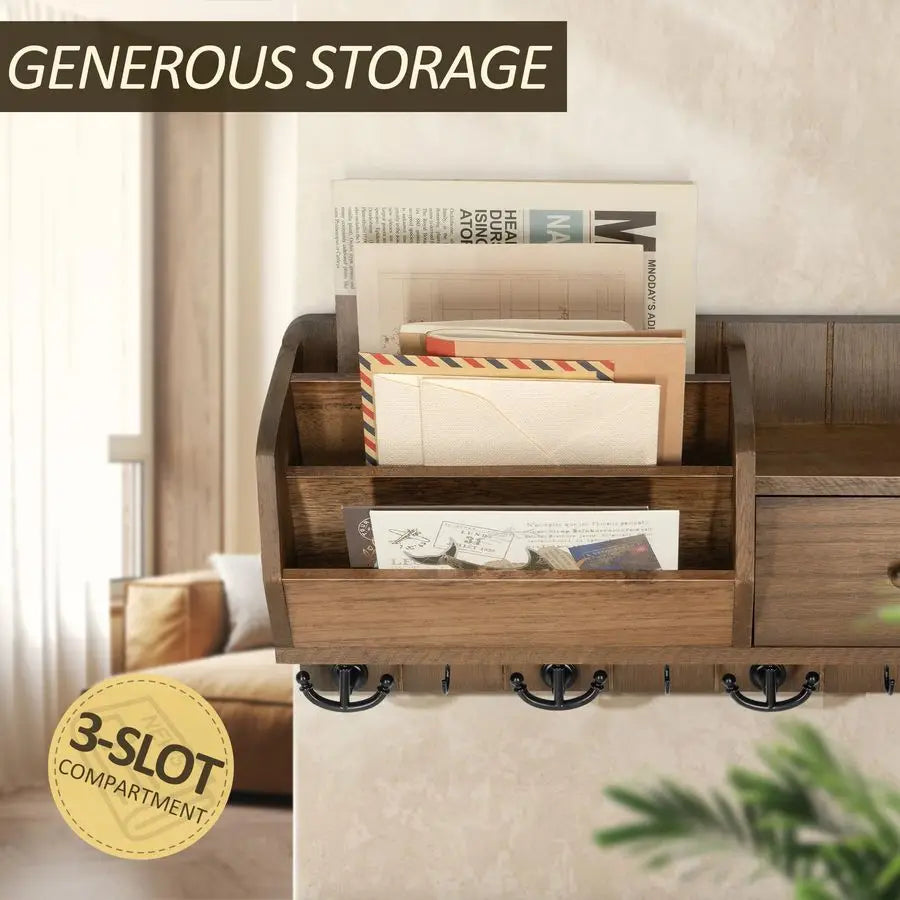 Vision Key and Mail Holder Wall Mount Mail Organizer Wall Mount with Storage Hooks - Cabinet Organizer - view 2
