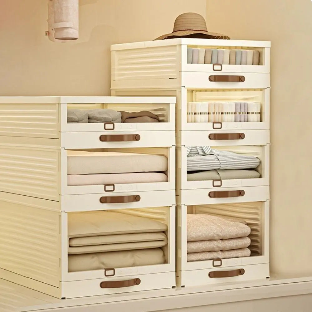 Household Plastic Drawer Organizer Foldable Stackable Cabinet Storage With Handle Pull - Cabinet Organizer - view 5