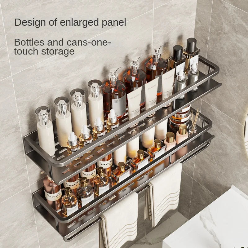 Light luxury kitchen multi-functional storage rack wall-mounted spice rack hole-free - Storage Shelf - view 3