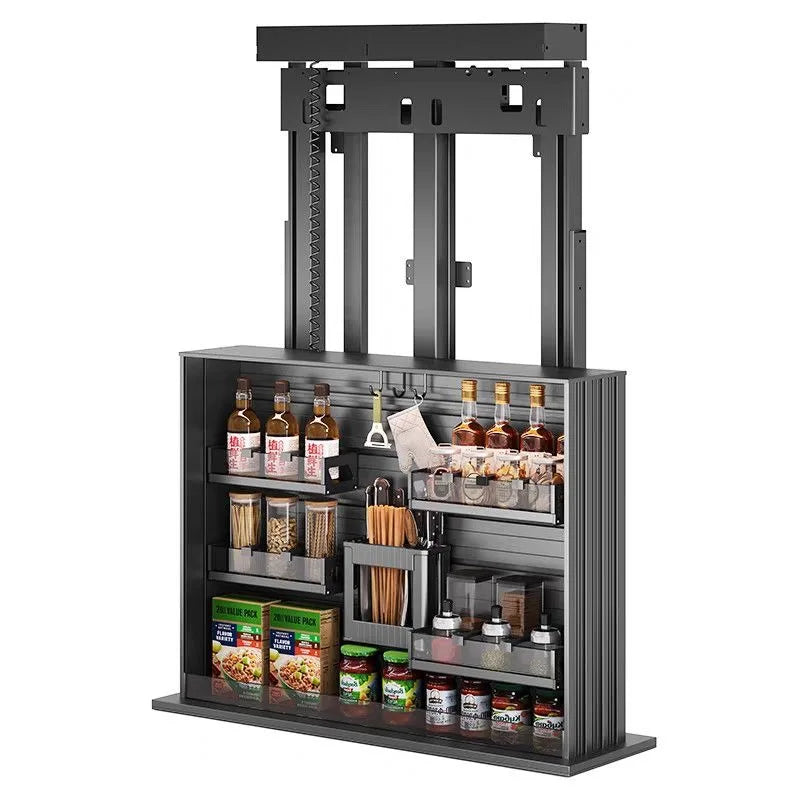 Kitchen cabinet drop-down seasoning basket vertical lift basket electric intelligent - Cabinet Organizer