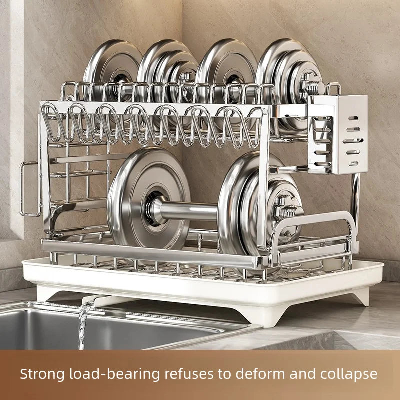 304 stainless steel kitchen storage rack, bowl and plate storage box, draining rack - Storage Shelf - view 5