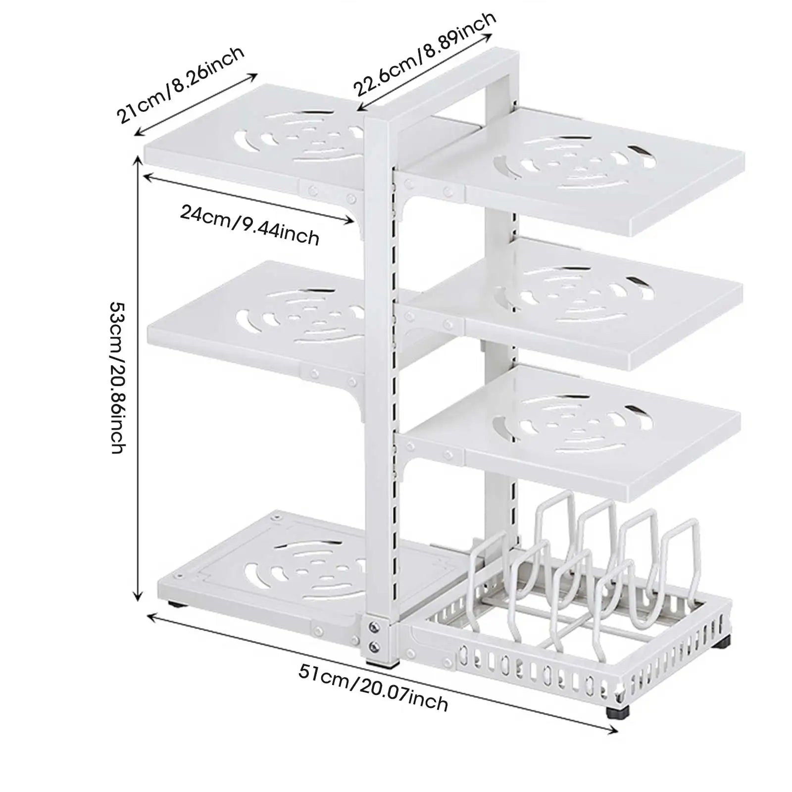 Multi-Tier Kitchen Storage Rack Pot Pan Organizer with Adjustable Shelves - Cabinet Organizer - view 6