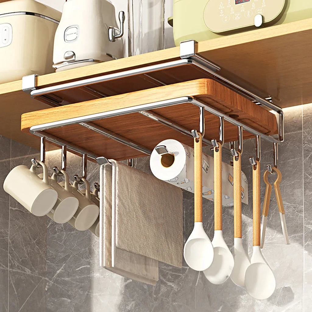 Installation-free Kitchen Cabinet Under Shelf No-Punch Large Capacity Storage Board - Cabinet Organizer - view 8