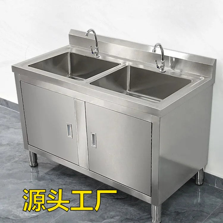 304 Integral Stainless Steel Cabinet Household Simple Kitchen Stove Sink Cabinet Rural - Cabinet Organizer