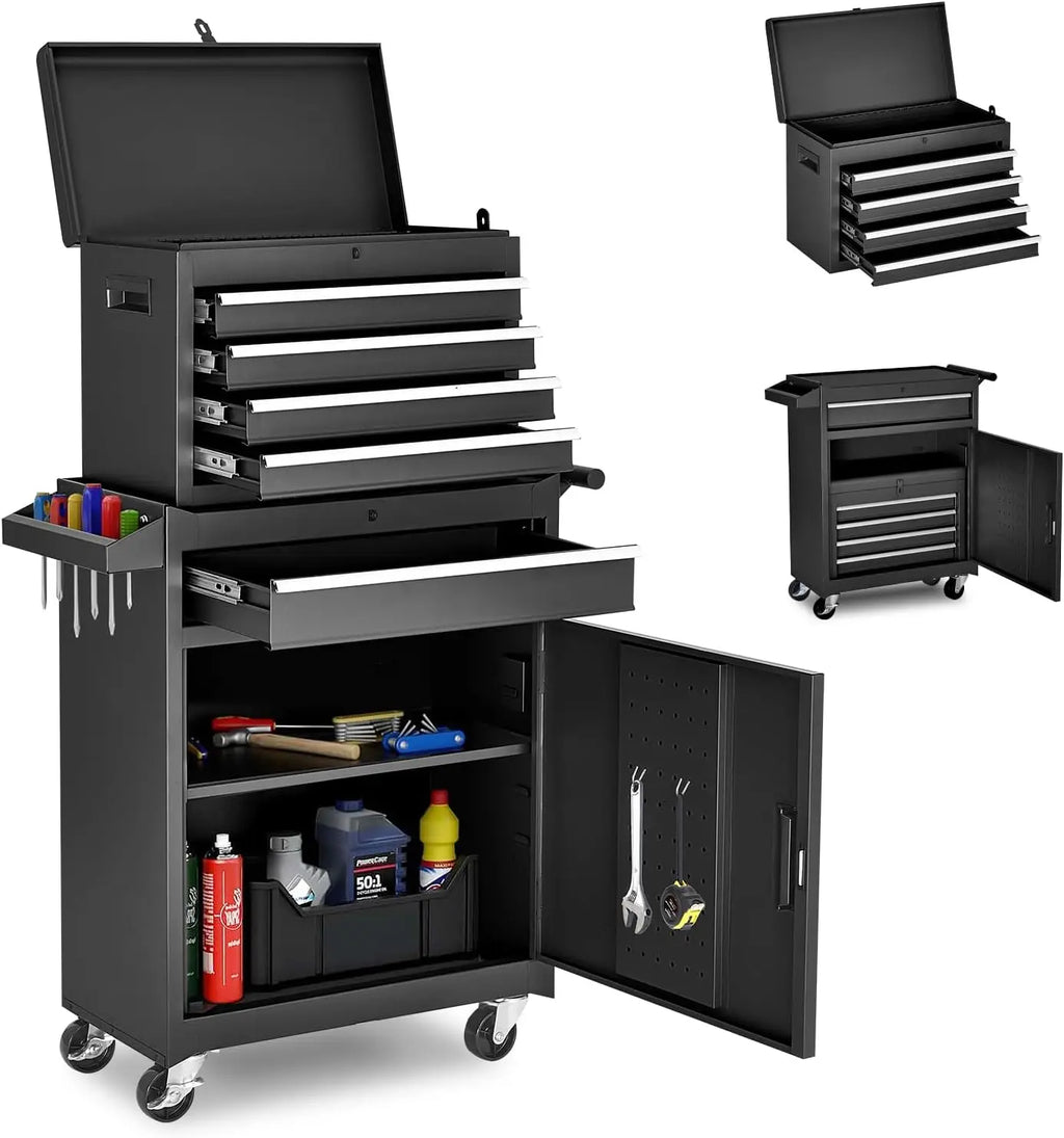 38.58 Rolling Multifunction Tool Cart with Wooden Top and Lockable Drawers for Storage in - Cabinet Organizer - view 8