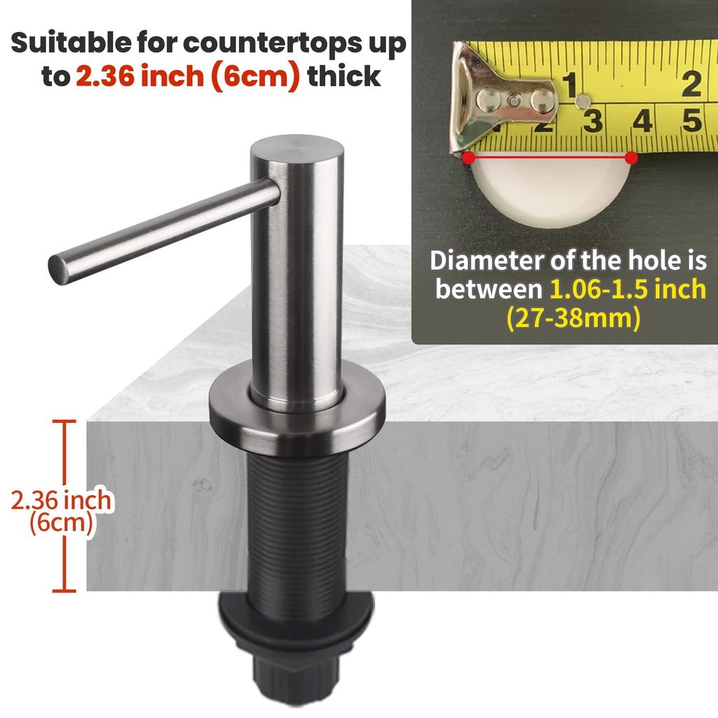 Solid 304 Stainless Steel Soap Dispenser for Kitchen Sink with 17 OZ Bottle and - Home Improvement - view 3