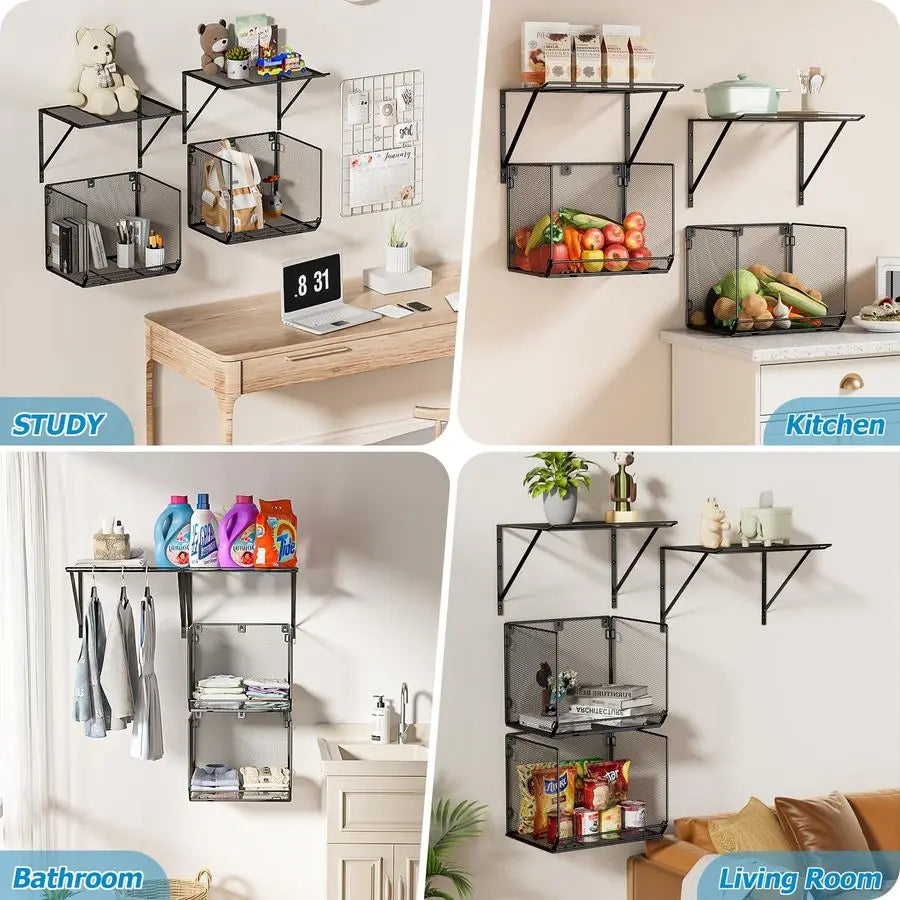 Pack Laundry Room Shelves Organization And Storage, Wall Mounted Clothes Drying Rack - Dish Drying Rack - view 5
