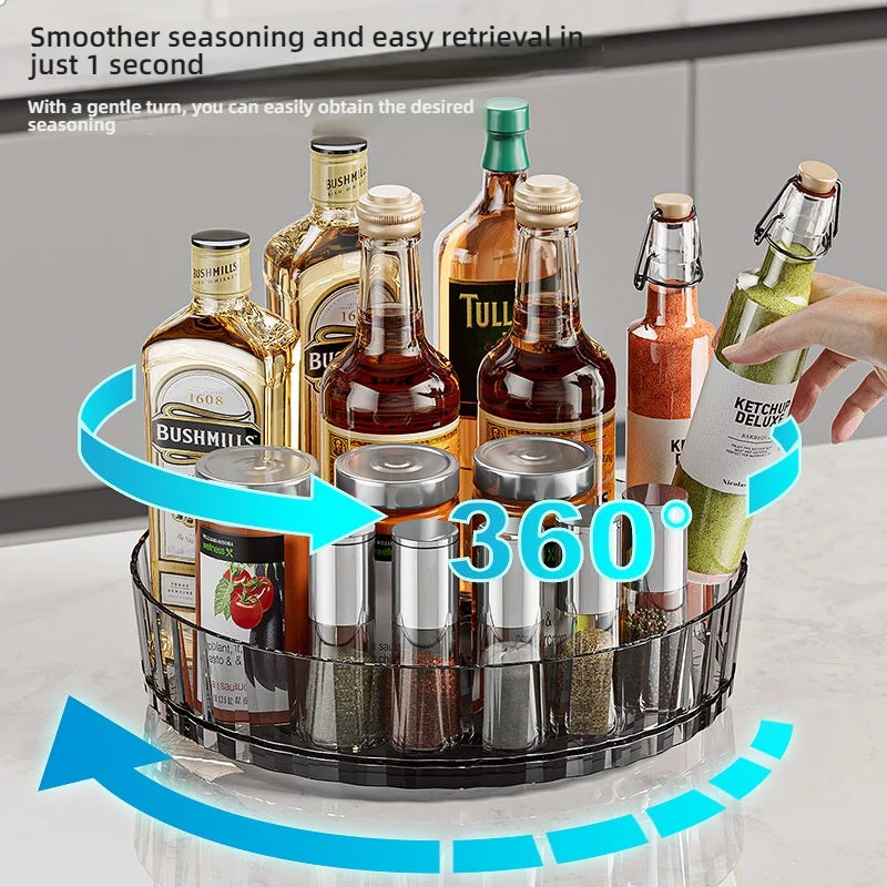360 Rotating Storage Rack Kitchen Storage Spice Rack Non-Slip Cabinet Kitchen Bathroom - Cabinet Organizer - view 4
