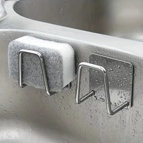 2/4Pcs Stainless Steel Sponge Holder For Kitchen Sink No Punching Sponge Holder Wall Mount - Organizer