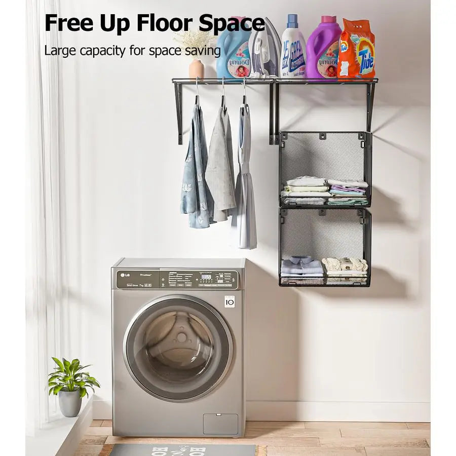 Pack Laundry Room Shelves Organization And Storage, Wall Mounted Clothes Drying Rack - Dish Drying Rack - view 4