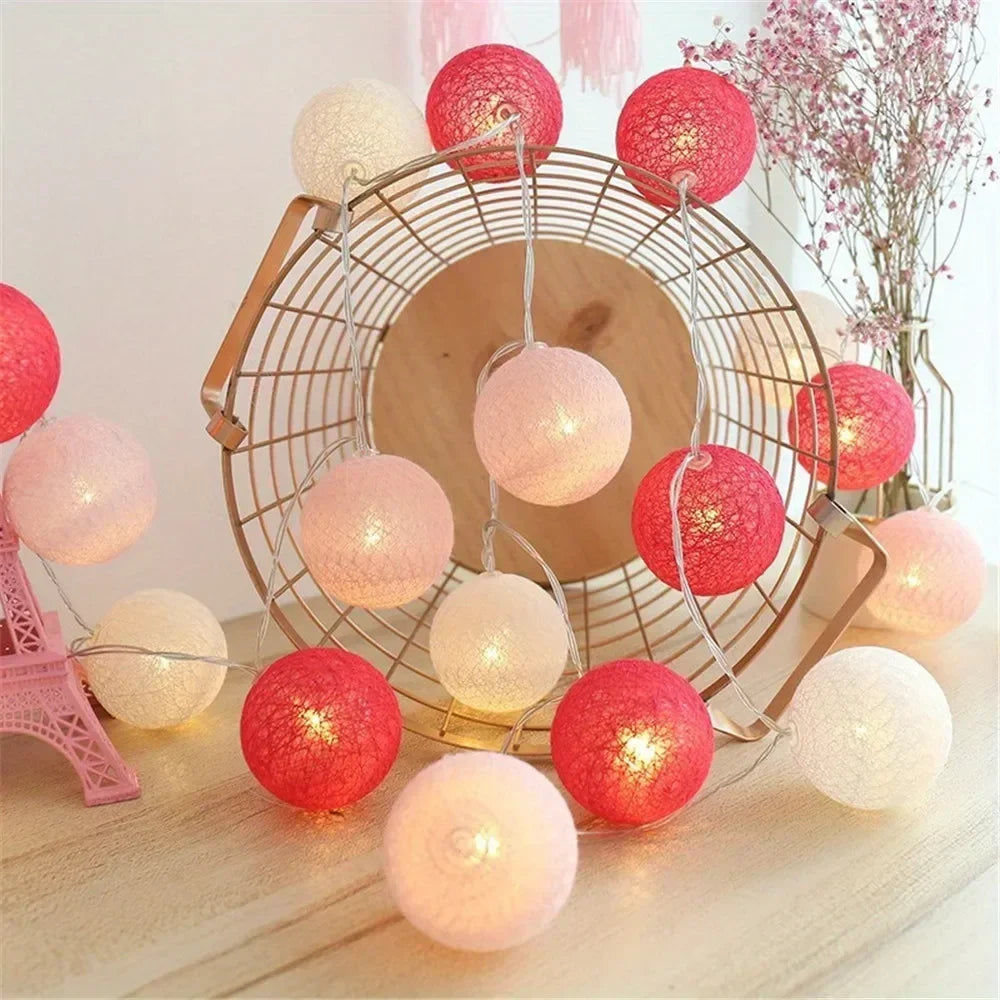 Cotton Garland Balls Lights String Christmas Easter Outdoor Hanging Party Baby Kids - Home Improvement - view 7