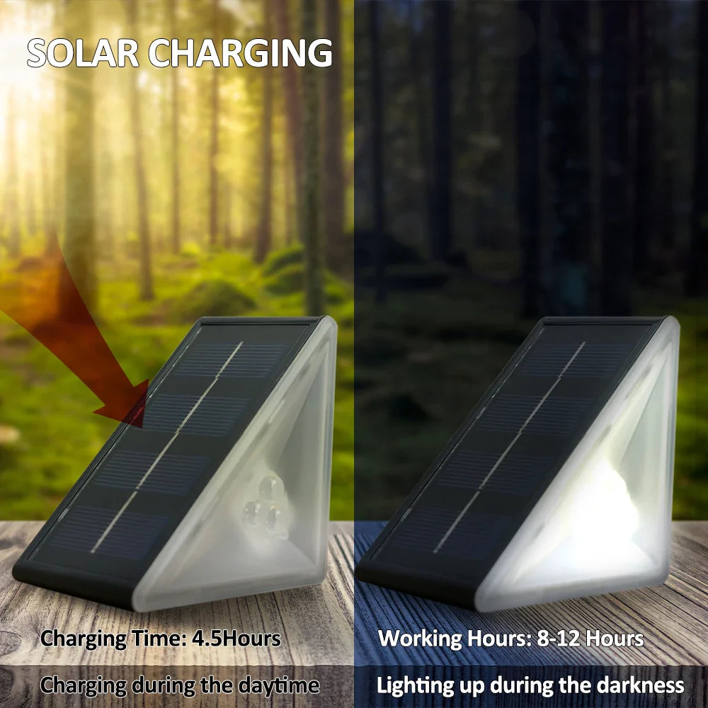 Outdoor Solar Step Lights Warm White RGB Triangle IP67 Waterproof Auto on Decoration Deck - Solar Light - view 5