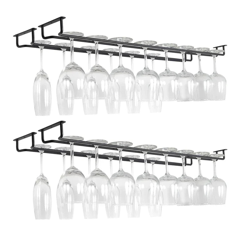 Large Stemware Wine Glass Hanger Rack Under Cabinet Kitchen Bar Storage Black 87HA - Cabinet Organizer - view 5