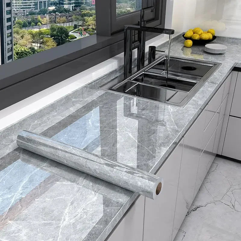 10M x 80CM Marble Self Adhesive Wallpaper Waterproof Oil Proof Kitchen Stickers - Home Improvement - view 8