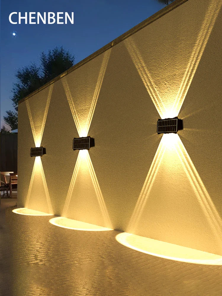 Solar Wall Lamp Outdoor Warm Light Waterproof Up And Down Luminous Lighting Balcony Yard - Solar Light - view 4