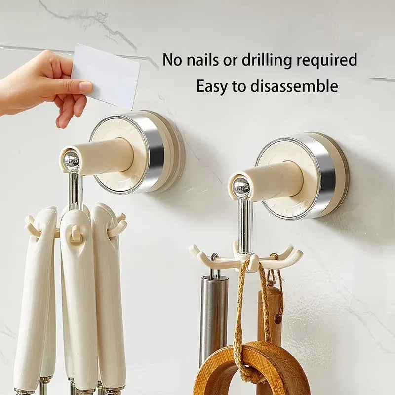 Kitchen Suction Cup Six-claw Rotating Hook Rack Household Punch-free Spatula Spoon - Storage Shelf - view 5