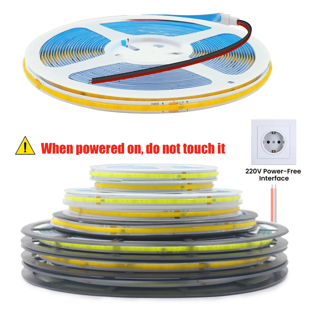 5M 10M 20M 50M/Roll COB Strip AC 220V 240Leds/M IP20 3000K 4000K 6000K Driver - Home Improvement - view 6